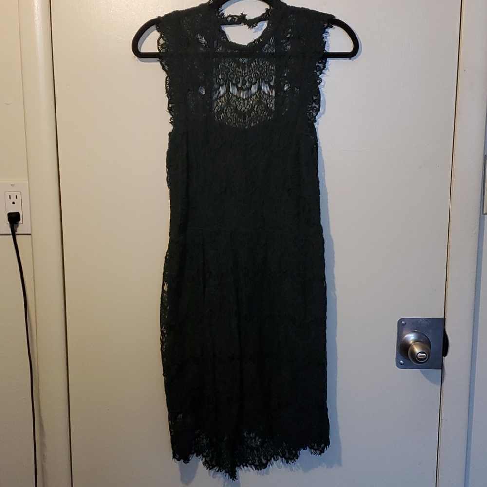 Free People forest green lace dress